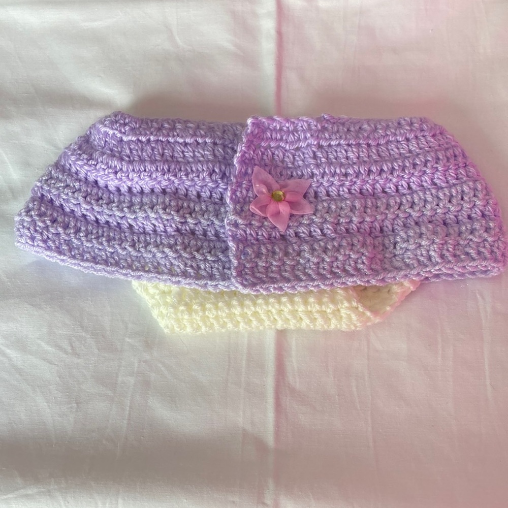Hand crochet diaper cover skirt